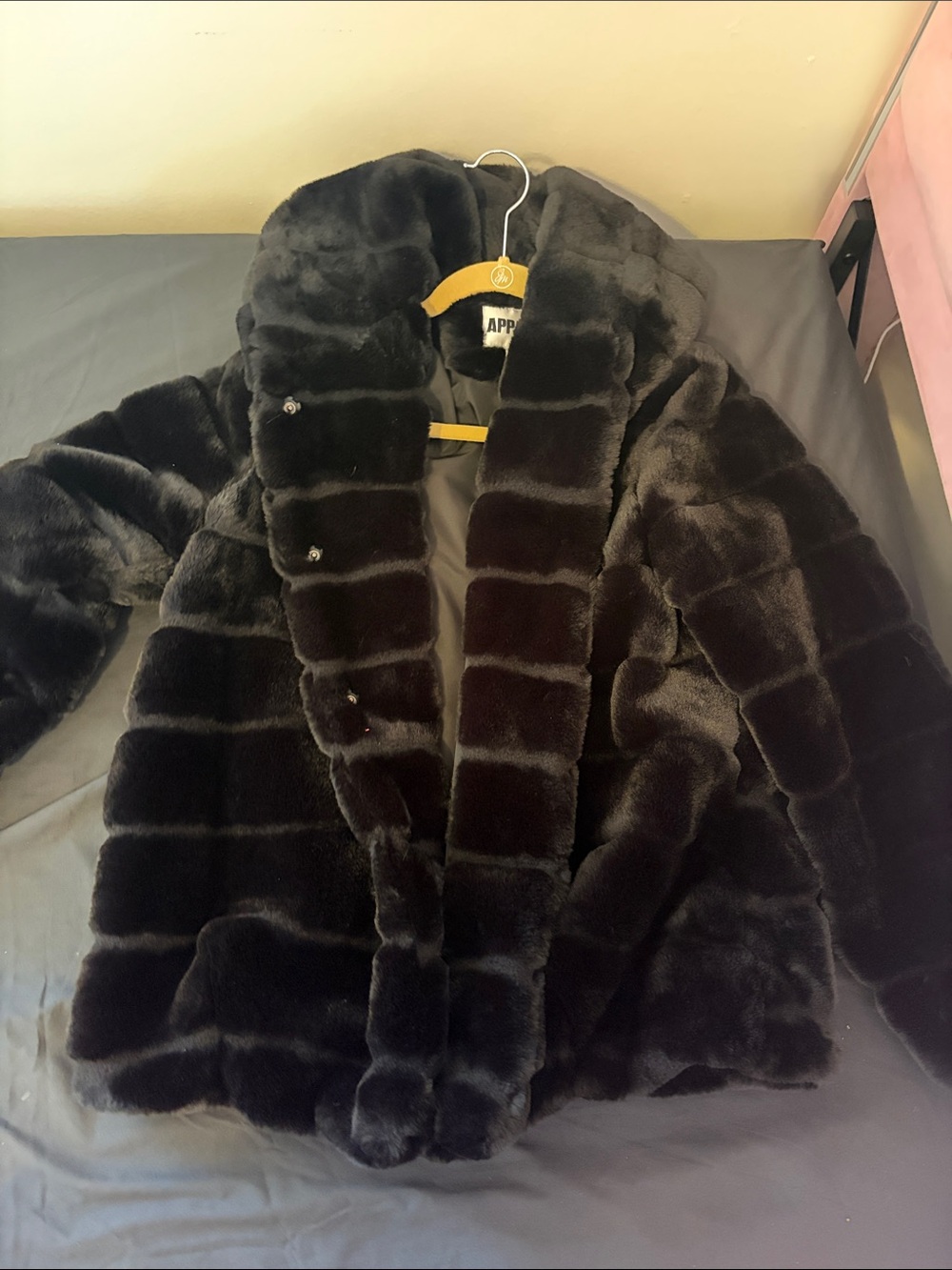 Apparis Black Faux Fur Short Coat